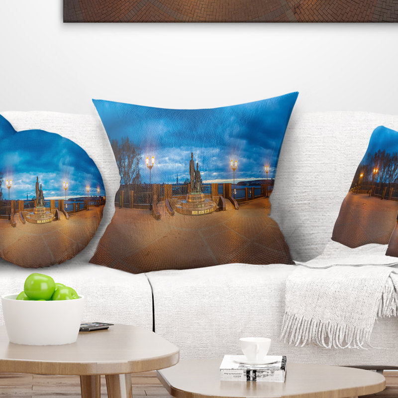 Landscape Printed Monument to Armories Panorama Pillow, 16" x 16", Throw Pillow