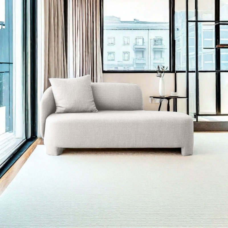 Chaise longue rembourrée Fashion, Accoudoir à gauche (vu de face), Mélange de polyester blanc cassé