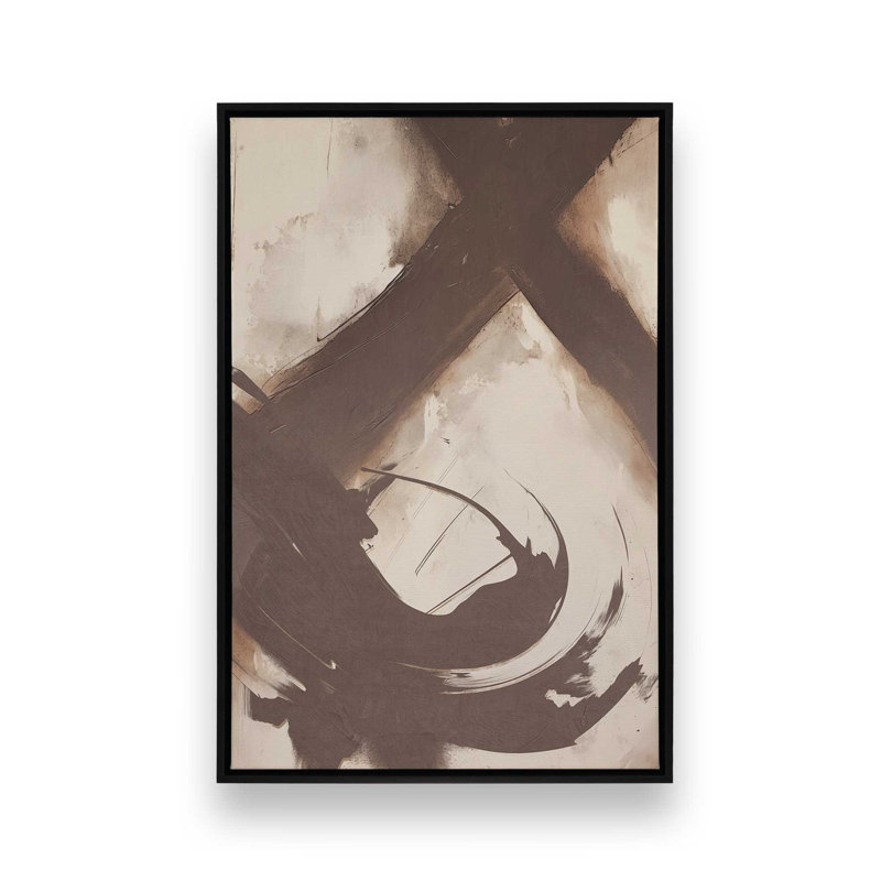 «Abstract Sienna Swirl I», reproduction sur toile, Cadre flottant noir satiné, H 18,75 po x l 12,75 po x P 1,75 po