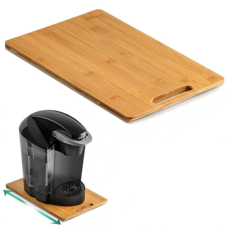 Glissière en bambou, plateau coulissant pour cafetière | Plateau de cuisine pour comptoir à roulettes, plateau coulissant pour cafetière avec roulettes en caoutchouc, profond - moyen