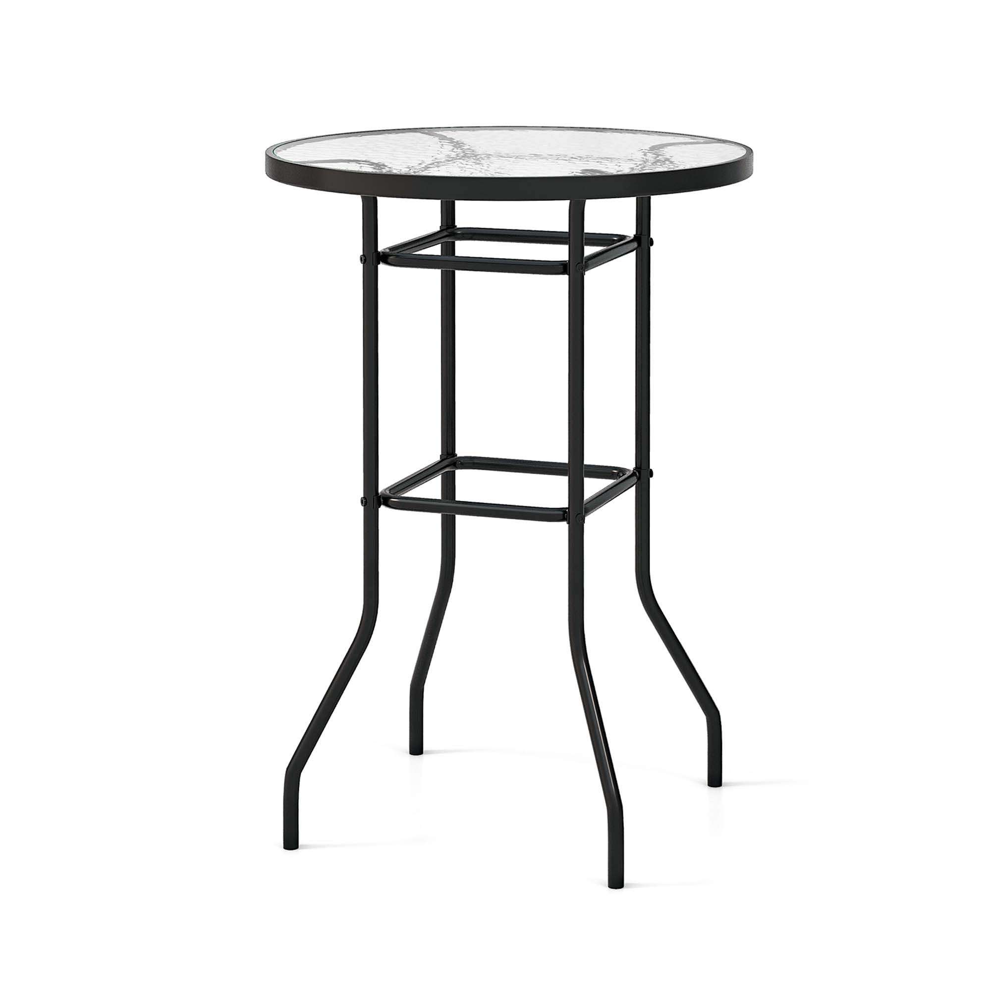 Winston Porter Mekeia Glass Outdoor Bar Table Wayfair