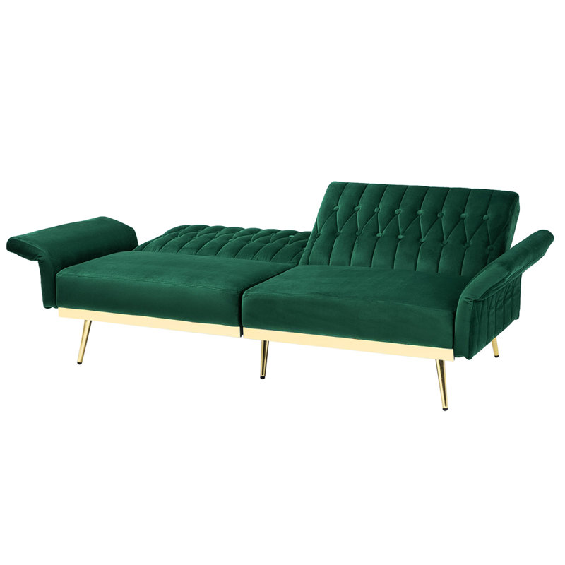 Canapé à accoudoirs évasés 68,5 po Somiya, Velours vert