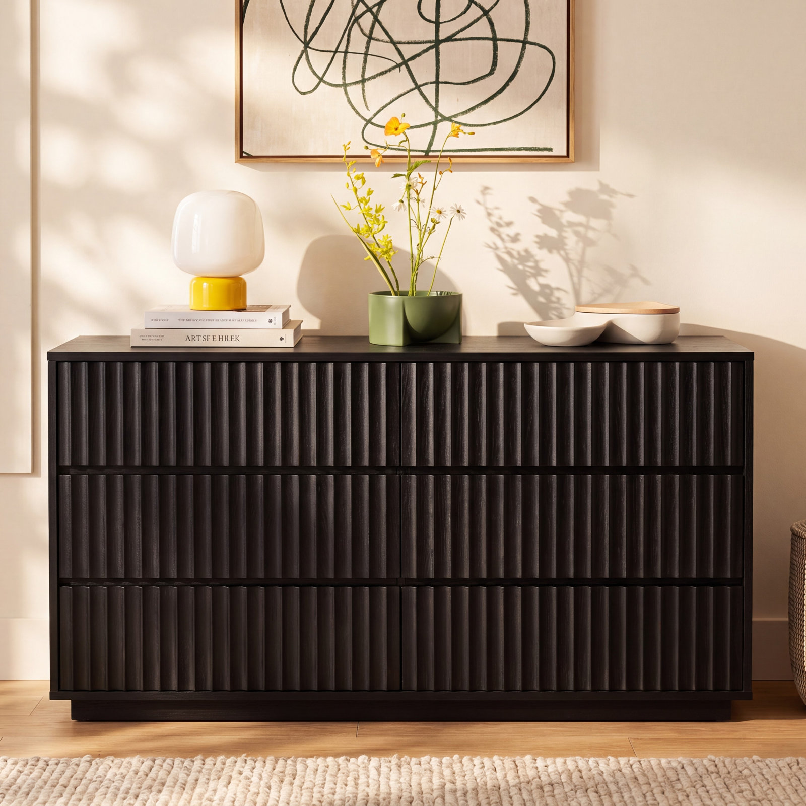 Paloma 60" Mahogany Dresser, Black