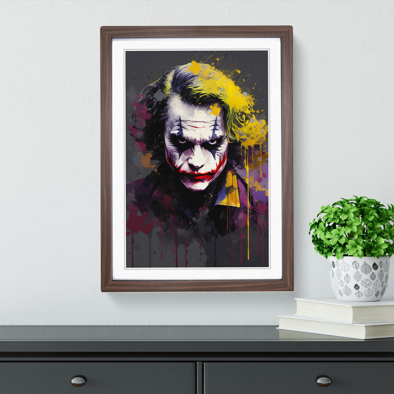 XYZ-FRM-V1223-3908 Joker Abstract - Single Picture Frame Print on Wood, 46cm H x 34cm W, Walnut Framed