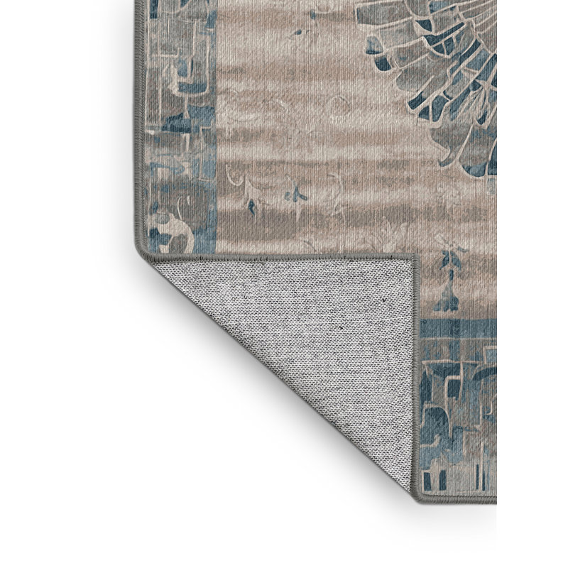 Machine Washable Gray Area Rug, Rectangle 5' x 8'