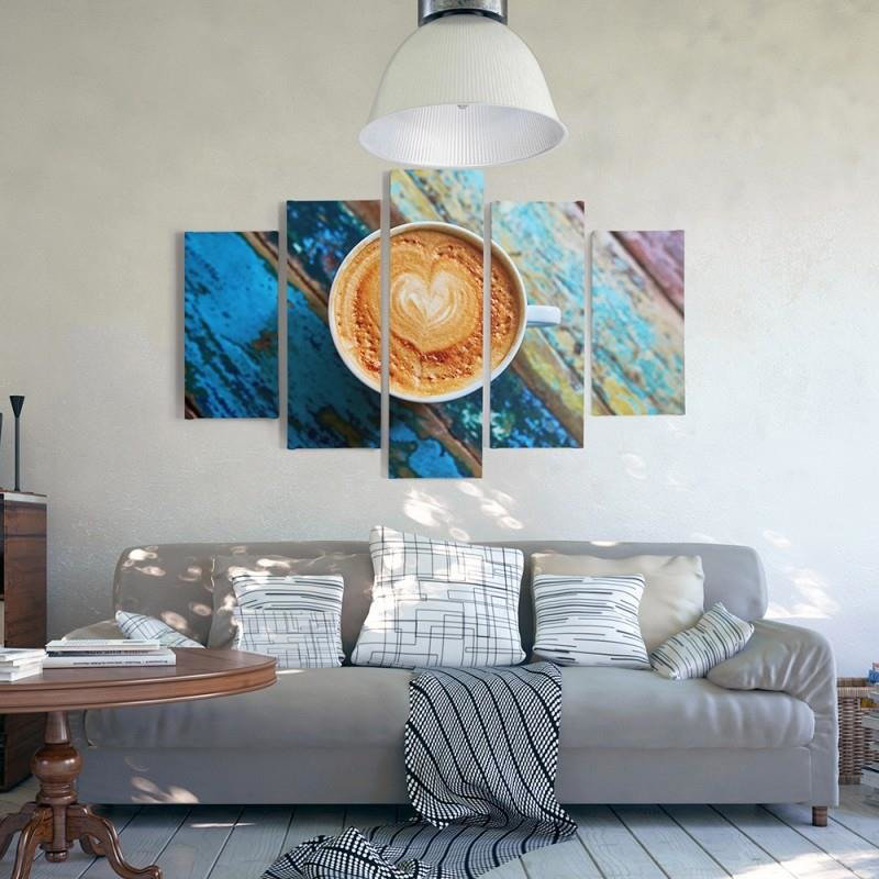Coffee Cup - 5 Piece No Frame Set on Canvas