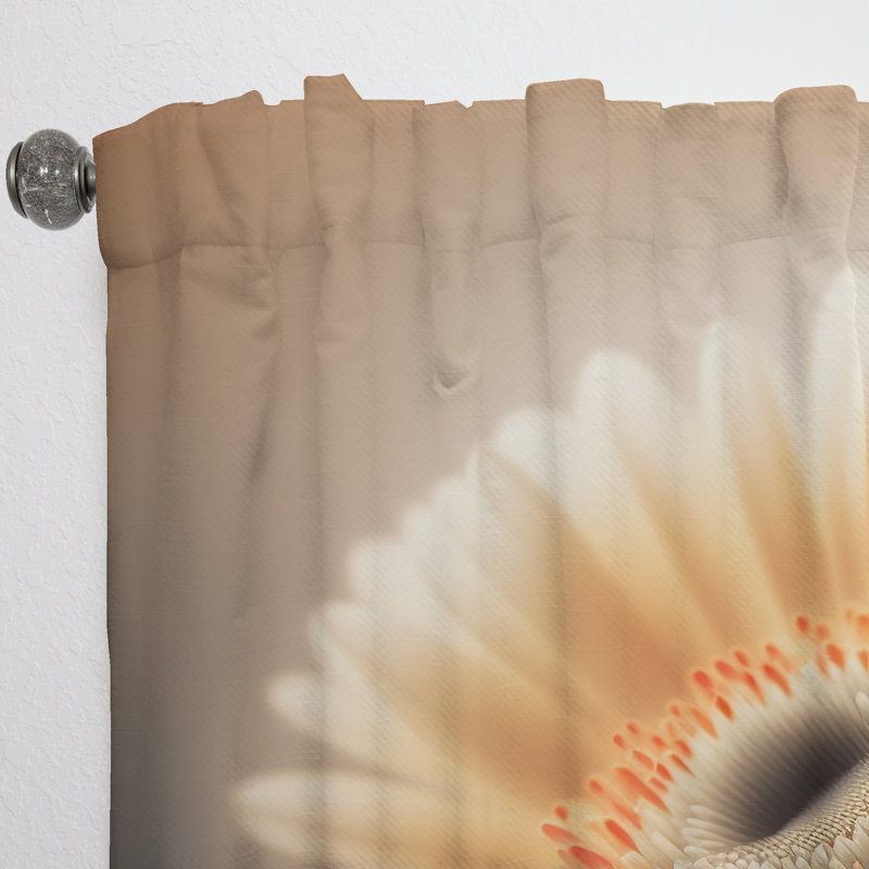 Cassian - fleur orange Gerbera II - rideau en velours traditionnel - obscurcissant - 1 panneau, L 52 po x L 108 po