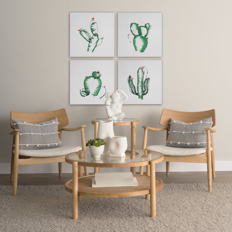 Toile texturée embellie à la main Cactus I par WRG a, H 30 po x l 30 po x P 1,5 po