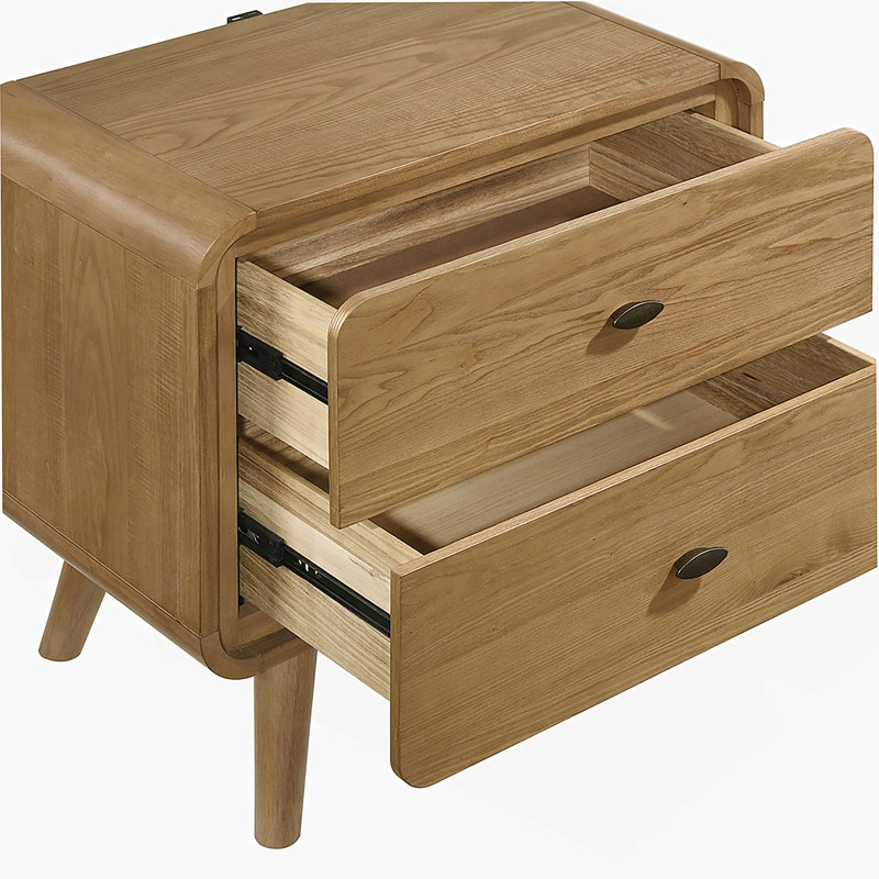 Table de chevet 2 tiroirs Light Ash