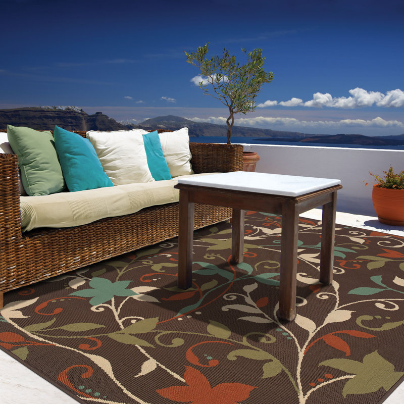 Ashmi Floral Indoor / Outdoor Rug, Rectangle 3'7" x 5'6"