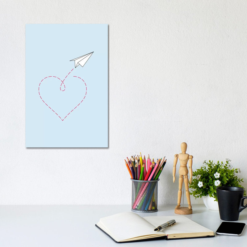 Paper Plane And Heart I by Nouveau Prints - Wrapped Canvas Gallery-Wrapped Canvas Giclée, 20.32 cm H x 30.48 cm W