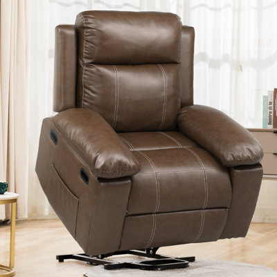 Power Lift Recliner Chairs for Elderly, Recliner Sofa with Massage and Heat, Leather Sofa Living Room Chair, Infinite Position, 2 Side Pockets -  COMHOMA, wayï¼usï¼-H7175-BR