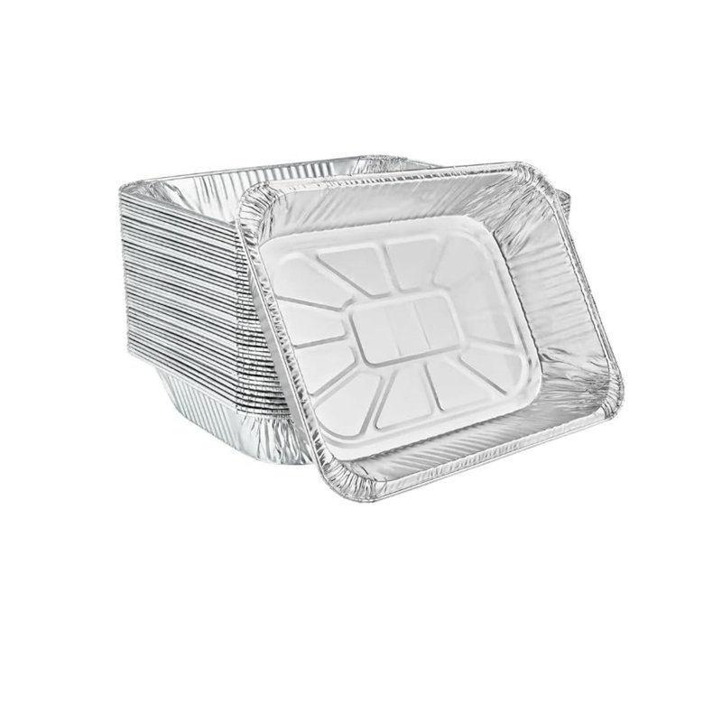 Demi-moule rectangulaire en aluminium peu profond - jetable pour les événements de restauration, les stations de buffet, les plats de réchaud, le rôtissage au four, la cuisson, la vapeur, la préparation des repas, le rangement du congélateur, les me