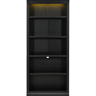Oscer Black 5 Bookcase With  834 Tall Wood Adjustable Shelves For BooksMovies Storage HomeStorage Room Led BooksMovies OfficeSewing Area