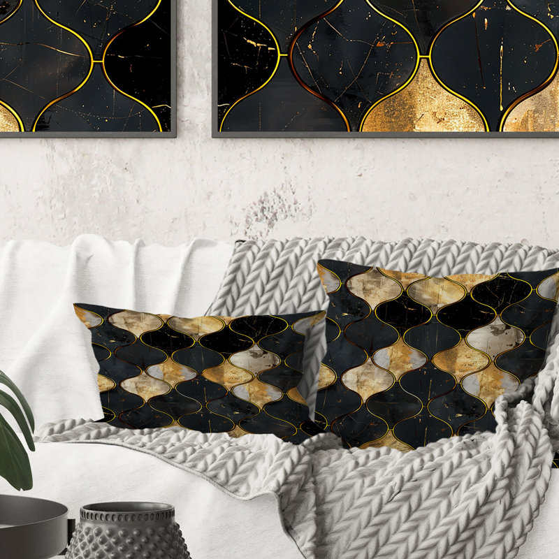 Coussin Mid-Century Glam Tiles III, H 16 po x l 16 po