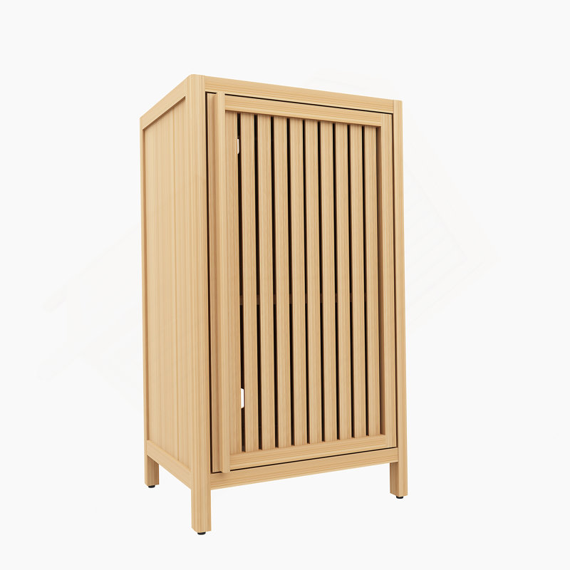 Armoire de rangement pour salle de bain en bambou, armoire de sol autoportante avec porte