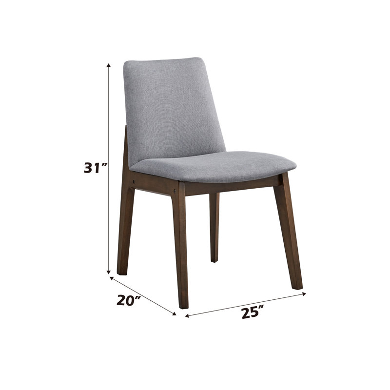 Chaises d'appoint modernes en tissu gris scandinave moderne (2 pièces) - Structure au fini noyer pour chaise de stabilité 2 pièces avec coussins de siège rembourrés confortables