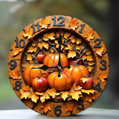 Décoration d'automne horloge murale citrouille