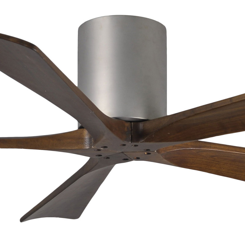 Ventilateur à pales encastré 5 pales Irene, Nickel brossé, 52", Ton noyer