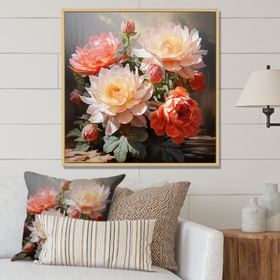 Coral Cactus Romantic Impression - Floral Canvas Wall Art