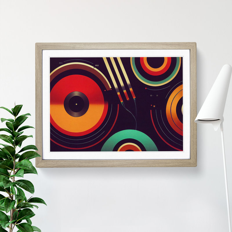 Interesting Vinyl Record - Framed Print, 25cm H x 34cm W x 2cm D, Oak