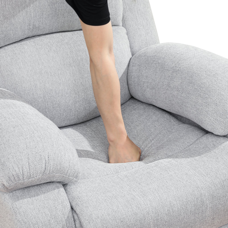 Grey Intelligent Manual Lounge Chair With A Solid Wood Frame That Can Be Seated Or Reclined