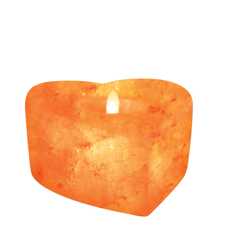 Brasfield Himalayan Glow Shape Natural Pink Heart Style Tealight, 100% Pure Crystal Salt Candle Holder, 3 Inch