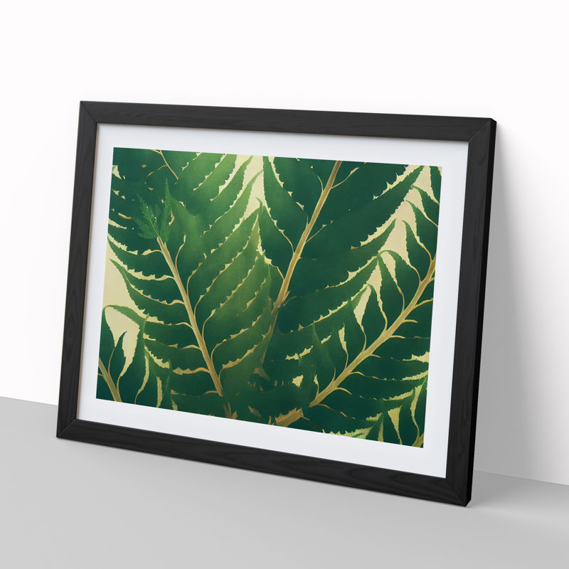 Evolving Fern Leaf - Framed Print, Black, 46cm H x 64cm W x 2cm D