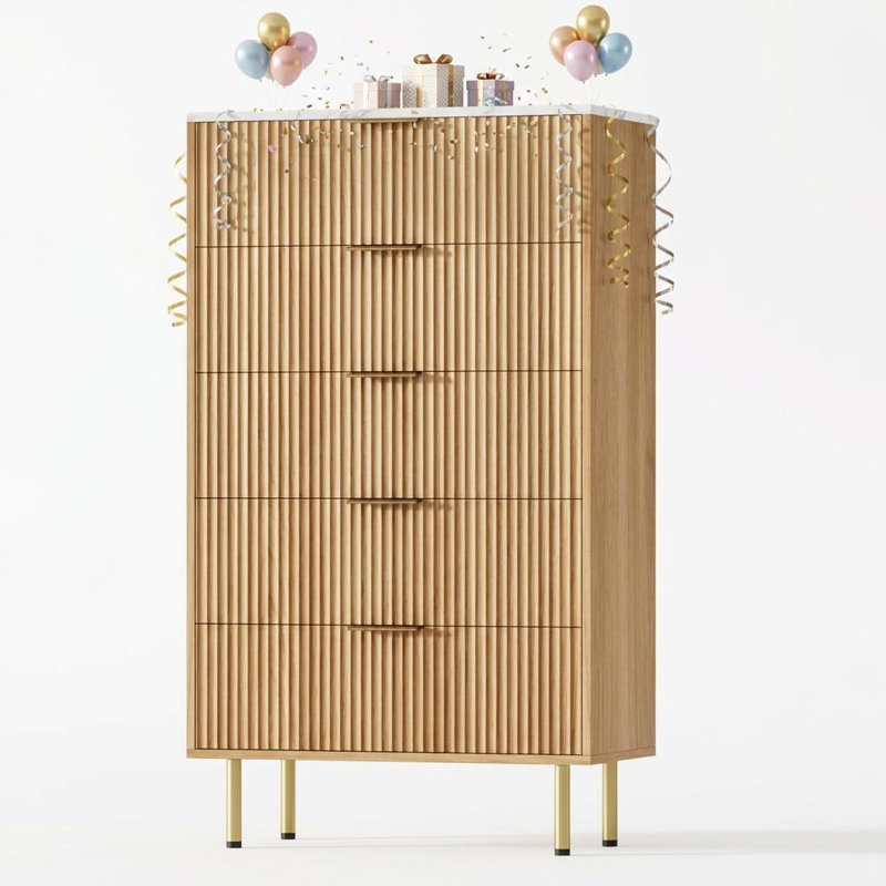 70.1cm W 5 - Drawer Chest of Drawers, Tan