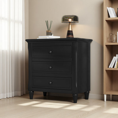 28''Painted Nightstand With 3 Drawers And Smooth Gliding Rails ,Simple Bedside Cabinet With Metal Handle, Minimalist Sofa Side Table With Rubber Legs For Bedroom Sofa Couch Office