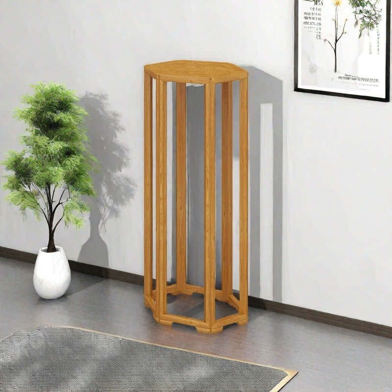 Solid Wood Hexagonal Plant Stand