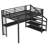 Queen Loft Bed with Desk and Storage Stairs, Metal Loft Beds with LED Lights, USB Ports, Multifunctional Iron Nets, No Spring Box Needed and Noise-free, Black