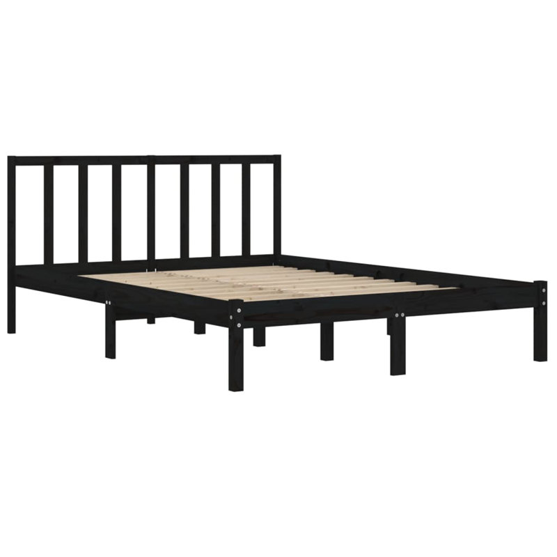 Miten Solid Wood Bed, Black, Kingsize (5')