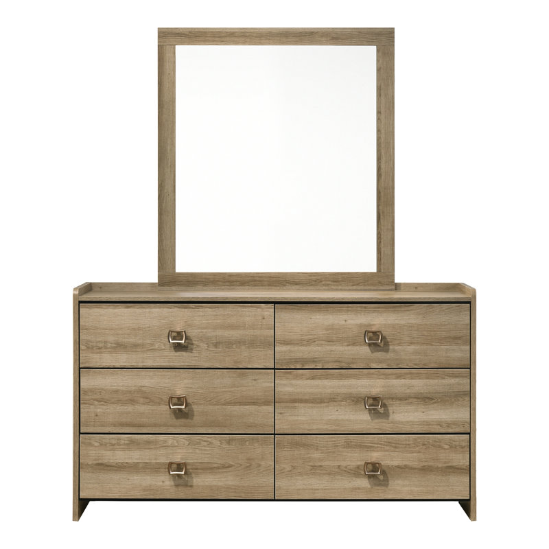 Ensemble de commode et miroir en bois 2 pièces avec poignée courbée Grealish