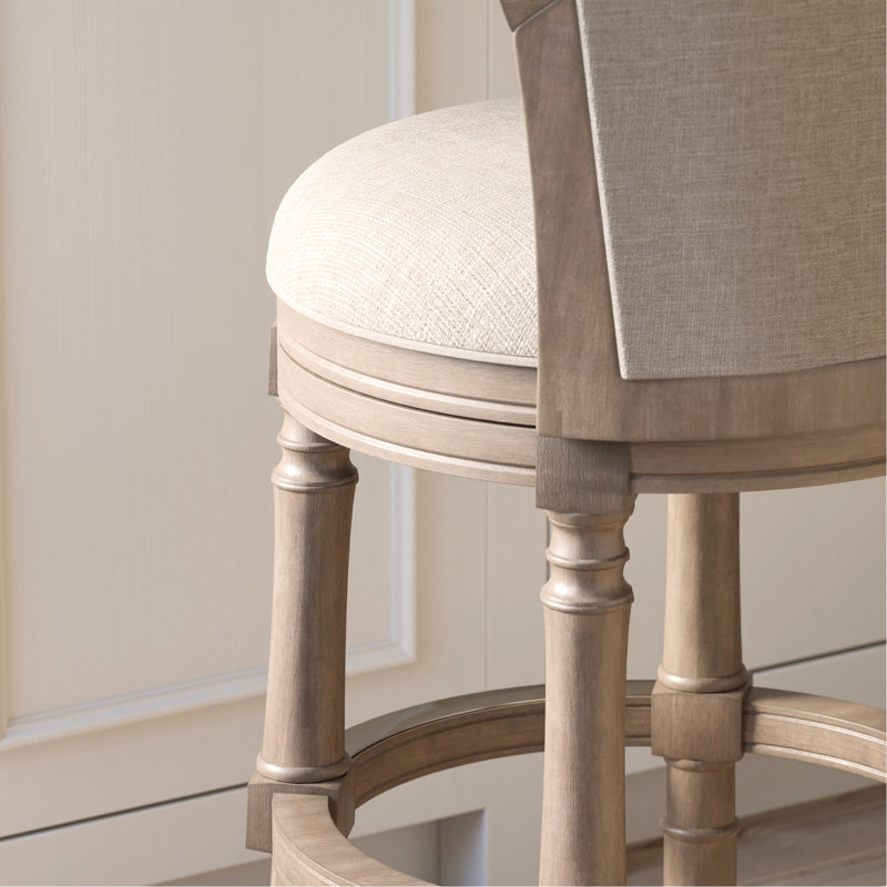 Tabouret de bar rembourré 31 pouces avec pivot, beige gris, hauteur de 43 pouces, siège pivotant confortable et dossier en position assise