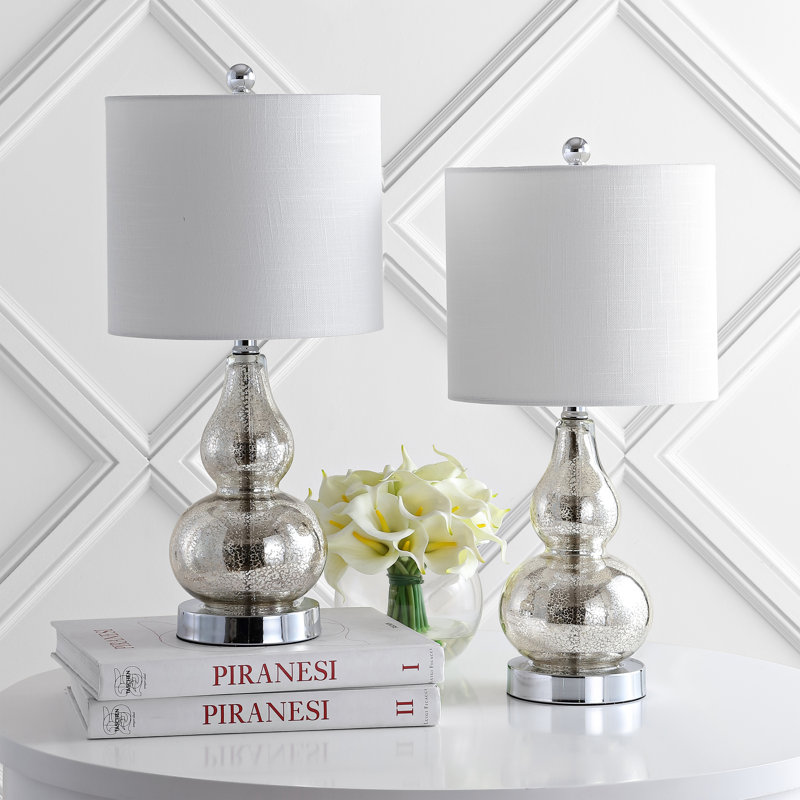 Aenwood Glass Table Lamp, Silver