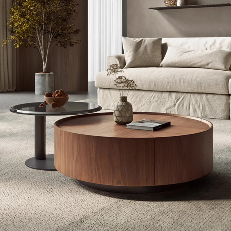 Retro Round Coffee Table, 12.6" H x 35.4" L x 35.4" W
