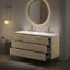 Meuble-lavabo double 60 po avec 6 tiroirs, armoire de rangement autoportante blanche Carrara, deux lavabos intégrés, conception courbée mince, pré-assemblé-1106647885