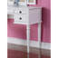 Ensemble de meuble-lavabo contemporain avec miroir pliable, tabouret rembourré et tiroirs de rangement - Finition blanche