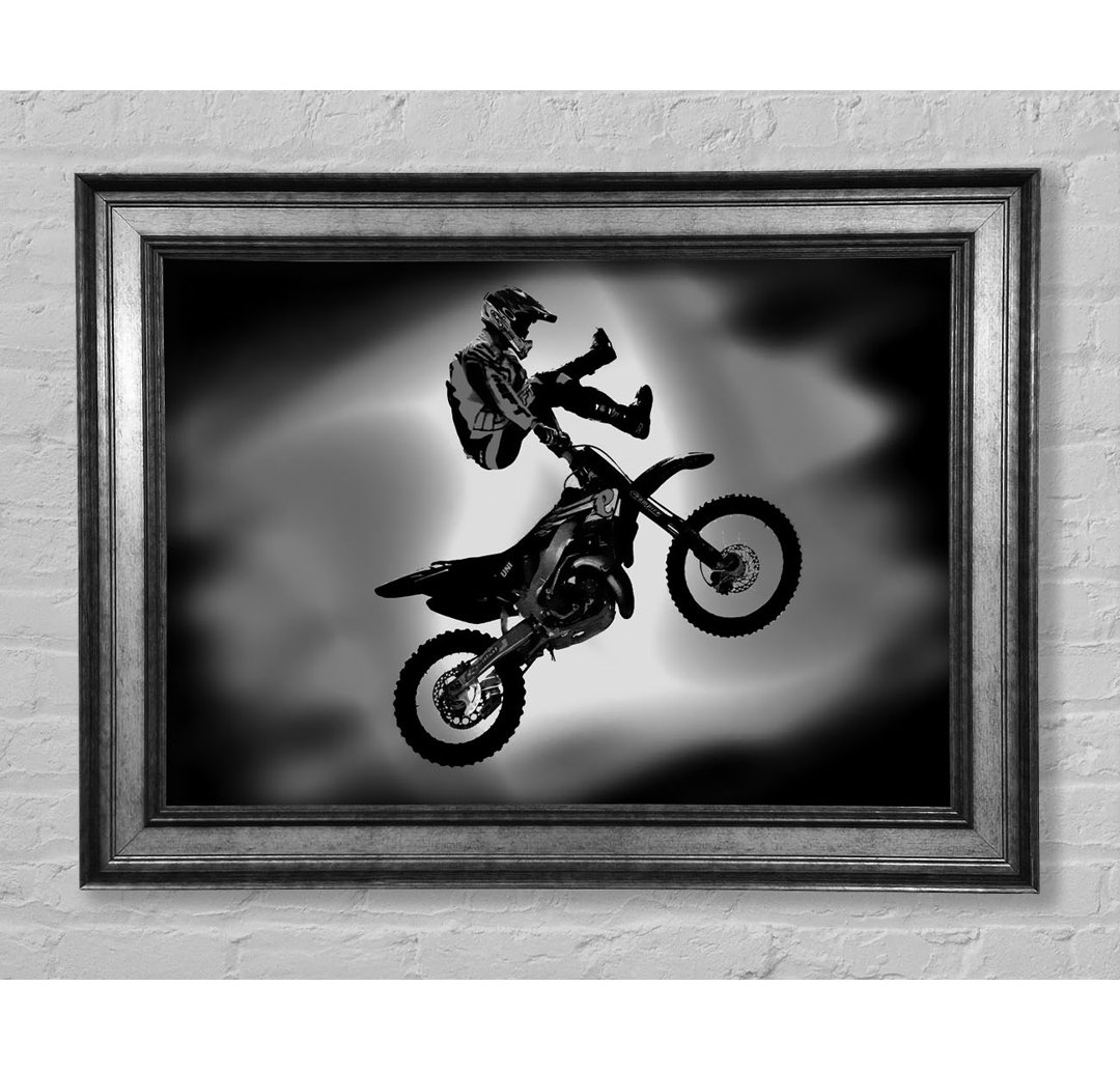 Free Style Motorcross B N W - Bilderrahmen Kunstdrucke