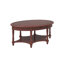 Table basse ovale vintage avec tiroir et tablette de rangement, table d'appoint de style campagne française de 114 cm (45 po) en bois d'hévéa et finition cerisier.