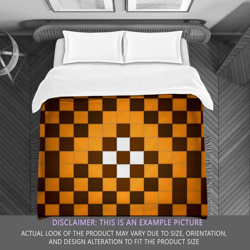 Polyester Comforter, Twin Comforter, Brown/Orange Checkered