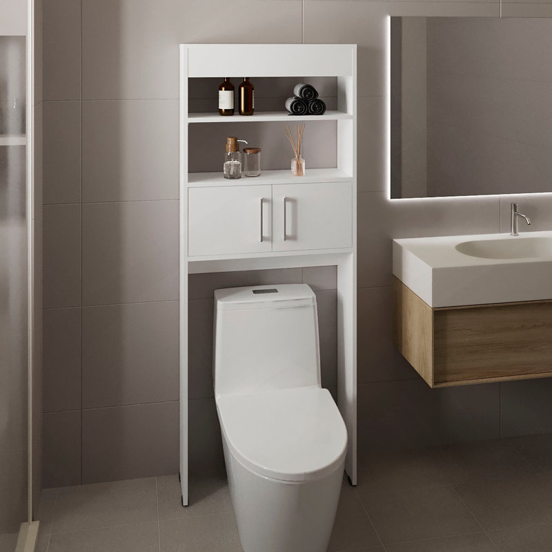 Au-dessus de l'armoire de toilette H 63 po, deux tablettes, porte double
