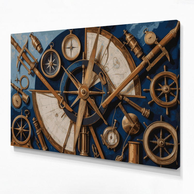 Art mural nautique, outils nautiques gris, H 11 po x l 14 po