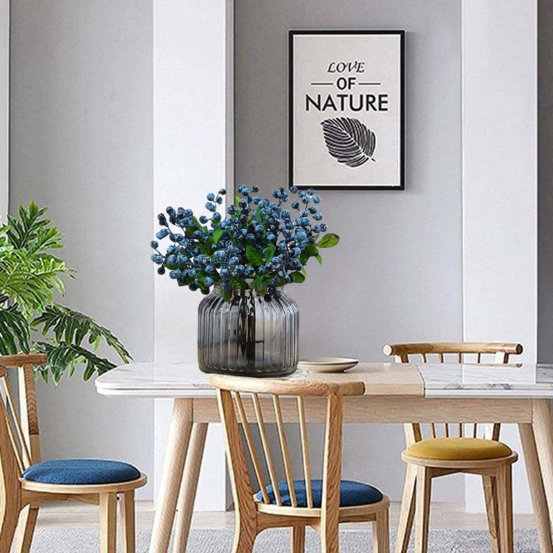 6 pièces de bleuets artificiels en plastique fausses baies de fleurs artificielles de bleuet pour décoration de fête de mariage à domicile