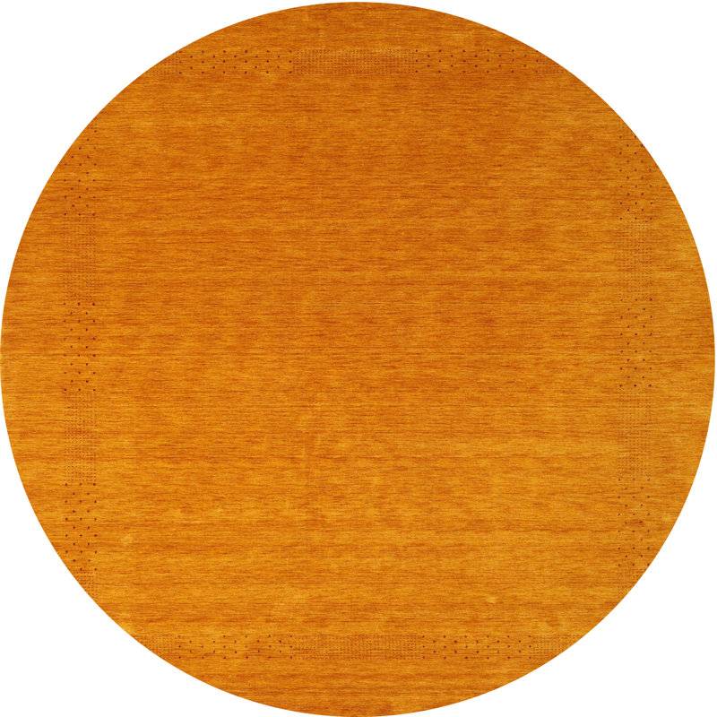 Tapis de zone orange contemporaine, Rond 6 pi x 6 pi