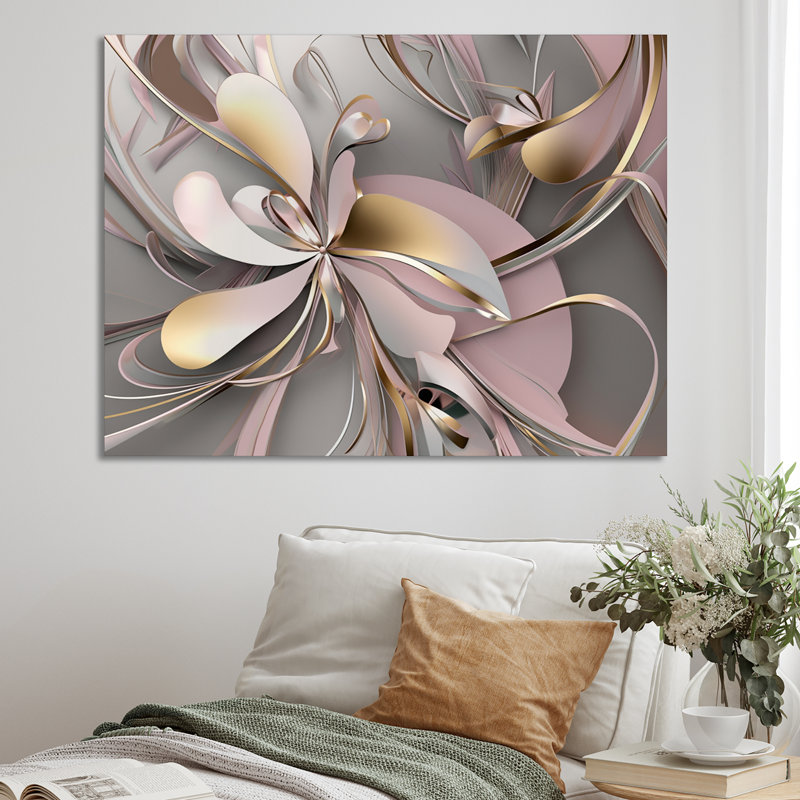Art encadré liquide et effervescence rose I - 0, Toile tendue, H 34 po x l 44 po x P 1,5 po