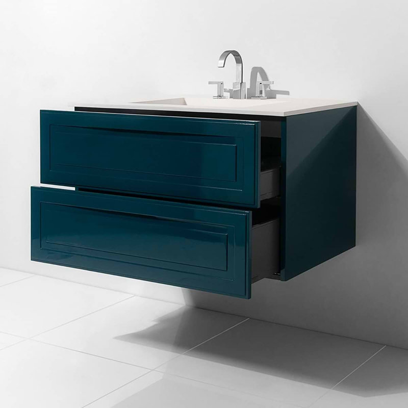 Alma 42.25" Wall Mounted Single Bathroom Vanity with Top, Turchese Blue