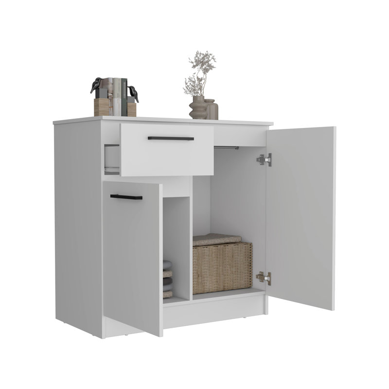 Commode Idaho avec armoires à 2 portes et tiroir, Blanc