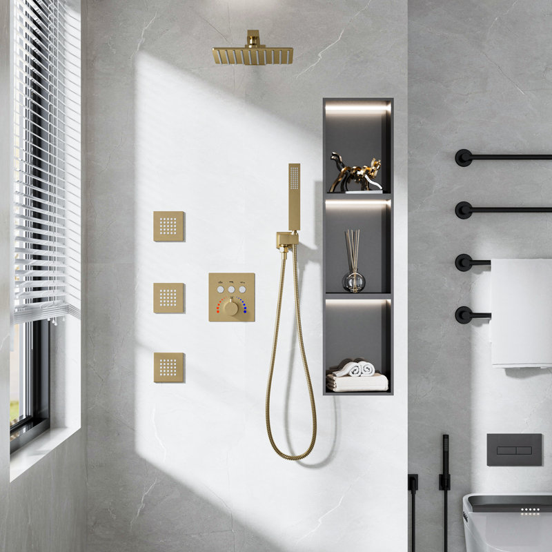 All-In-One Kit with Rough in-Valve, Brushed Gold